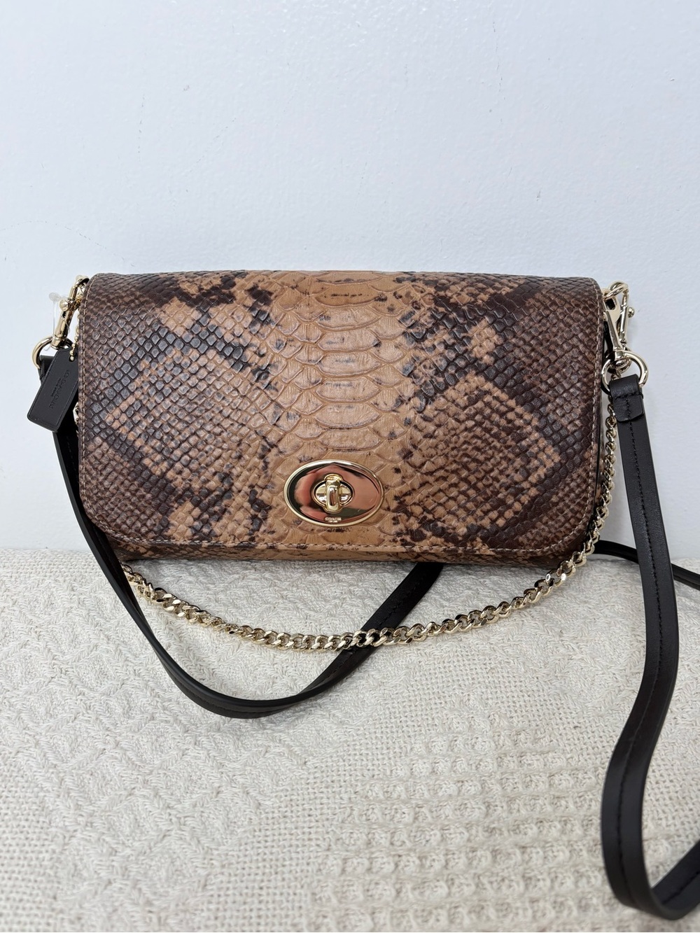 NWOT Coach Snake Mini Ruby Crossbody Bag F35555 Brown Clutch Chain Purse